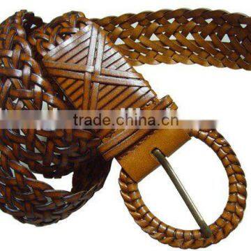 Genuine Woman's Braided Leather Belt