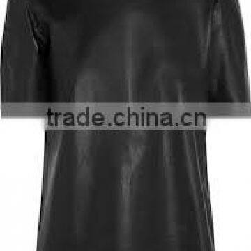 Custom Fully Leather T-Shirts/Leather Sleeve T Shirt Wholesale,mens leather t-shirt men emboridery t-shirts