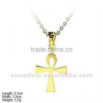 [PSA-0983c] 925 Silver Religion Pendant / Charm with Gold Plated, Plain Silver Cross Charm/ Pendant