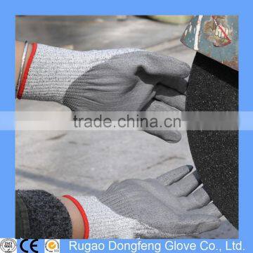 Nylon and HPPE Liner Coated PU On Palm Gloves Cut 3 PU Gloves Construction Gloves