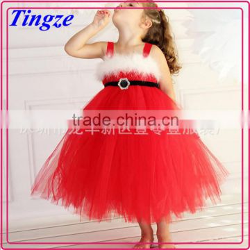 Latest wholesale children christmas frocks designs children girl red lace dress TR-CA12