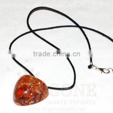 Carnelian Orgone Heart Pendant With Cord | Orgone Pendant | Orgonite Pendant | Carnelian Pendant | Puffy Heart Pendant