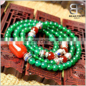 Multi-Strands Natural Green Agate Buddhist Prayer Mala Beads Wrap Necklace Bracelet