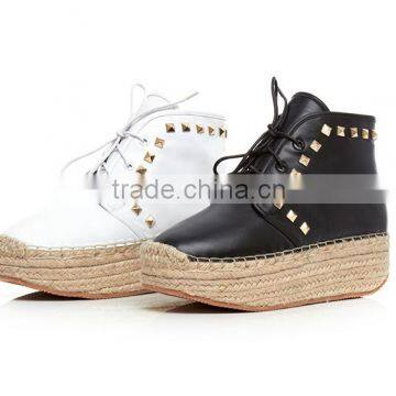 SPO137 thick sole lace up studed 2015 popular women shoes