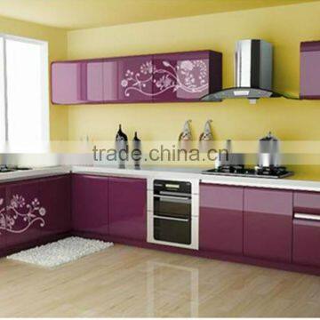 Gorgerous purple lacquer finish board kitchen cabinets with morden design