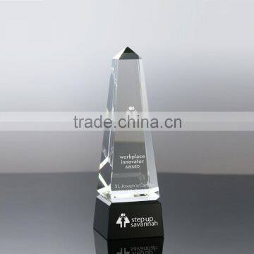 Wholesale cheap cylinder shaped crystal glass awards trophies for business gift