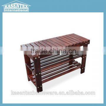 Walnut Wooden shoe changing bench layers shoe storage stool