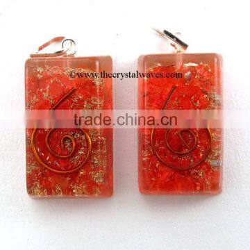 Red Orgone Square Shape Pendants