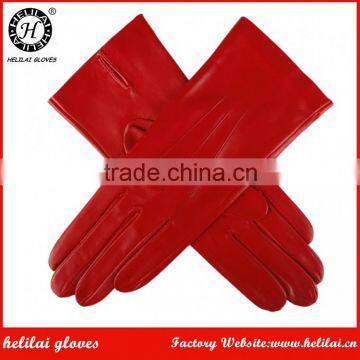 Fashion leather gloves in winter plain styles with three lines