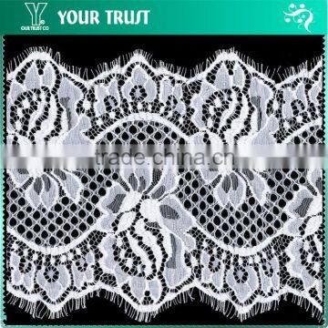 Width 21.0 Centimeter White Flower Chantilly Eyelash Woven Swiss Trim French Lace