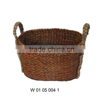 Brown Water Hyacinth Storage Baskets 2 Handles