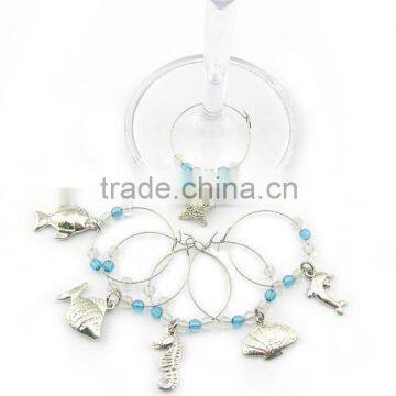 Beach Party Wine Charm Set with 25mm Loop Diameter, OEM Order is Welcome