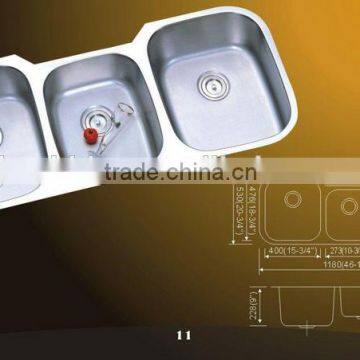 China 10 year ss sink supplier triple stainless steel kitchen sink