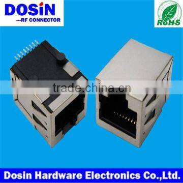 network RJ45 connector, modular connector for pcb mount with LED and EMI