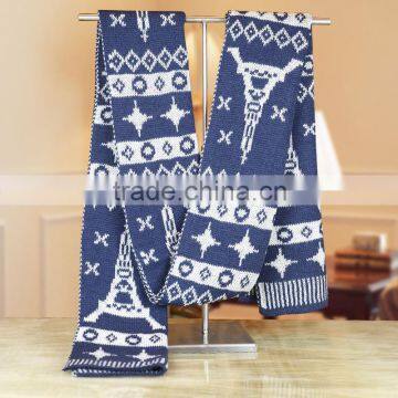 custom new men's fashion woolen yarn male the eiffel tower scarf