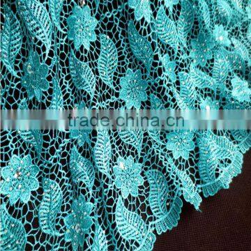 Teal Green Cord Lace/Guipure Lace Fabric For Wedding Party