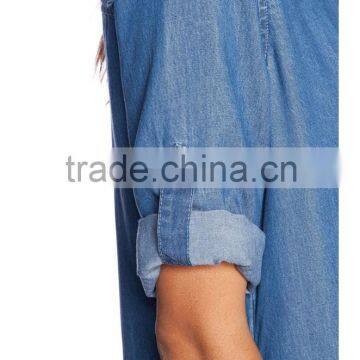 Half Sleeve Denim Summer Shirt Dress for Girls SYA15114 photo-6