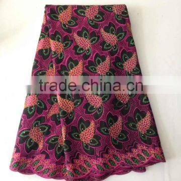 Wine red leave 2014 new design african lace swiss lace cotton lace voile lace