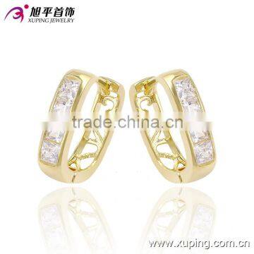 yellow gold plated micro pave cubic zirconia hoop earrings brass jewelry huggie earrings                        
                                                Quality Choice