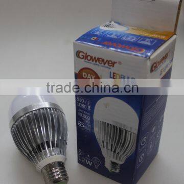 2016 new packaging jiangmen Glowever e27 non dimmable halfsphere LED Aluminum Housing bulb lamp 3w 5w7w 9w 12w