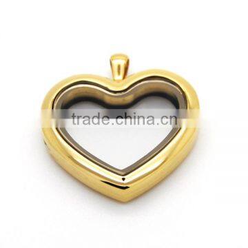 Gold plating factory price high polished 316L stainless steel magnetic floating locket pendant with stock LP9178