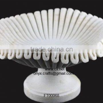 White Marble Carved Fruit Dish