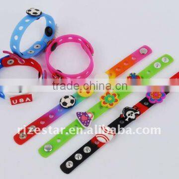 silicone wristband with charms, with buckle