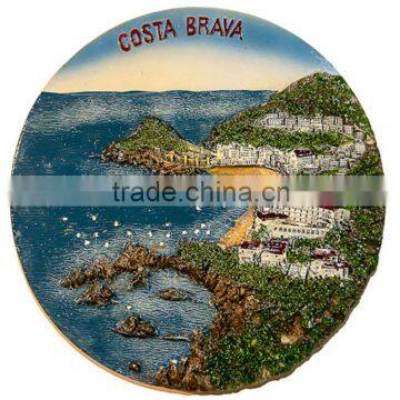 custom resin souvenir 3D plate Spain. Costa Brava (Diameter 17 cm)