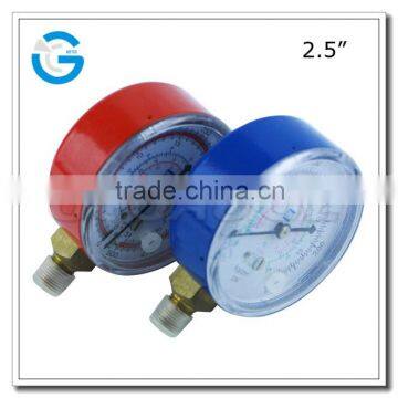High Quality Steel Case Brass Internal Refrigeration Freon Pressure Meter