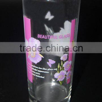 machine press glass flower decal water juice tumbler cup