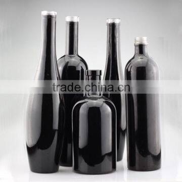 Square black bottle wine glass bottle olive oil bottle with various cap direct from China