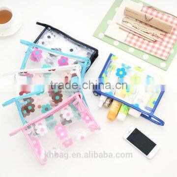Color Printed Sewing Custom Makeup Big Round Printed Pvc Cosmetic Bag