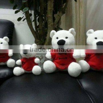 Customize 9 Inch Soft Stuffed Animal Plush Toy White Polar Bear With Red Cloths photo-2