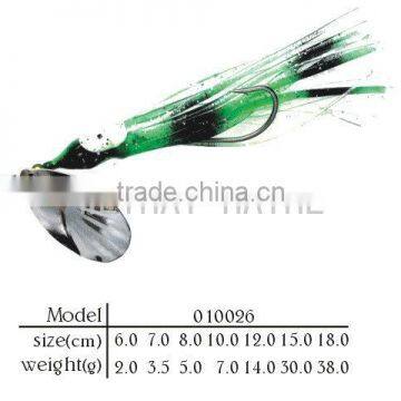 Spinner bait metal lure with skirt