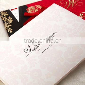 2016 Chinese Style Custom Letterpress Wedding Invitation Card