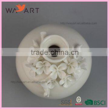 Custom White Cereamic Essential Oil Diffuser With Flower Design photo-3