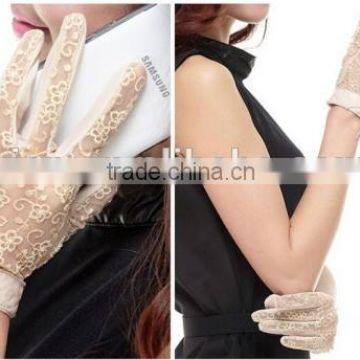Stylish Girls Sexy Lace Gloves Purple Black Leather Sexy Lace Gloves photo-5