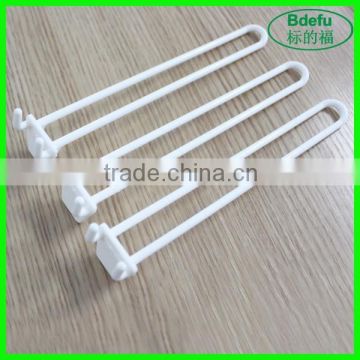 Supermarket White Display Double Wire Loop U Shaped Plastic Pegboard Hook