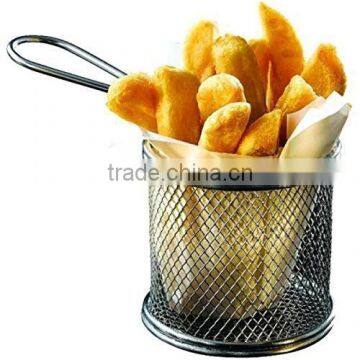 Mini Fying Basket for Potato Chips Storage Basket and Mini Stainless Steel Fries Net Fry Fryer Basket 8cm Small Round Net