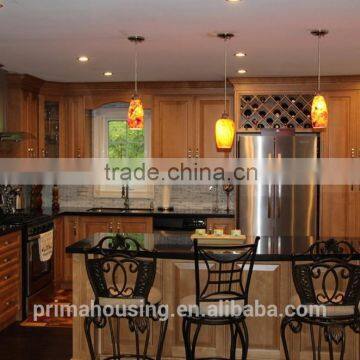 American kitchen cabinet with solid wood doors and granite countertop