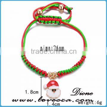 DIY Handmade Girls Colorful Braided Rope Bracelet Christmas Chain With Santa Claus