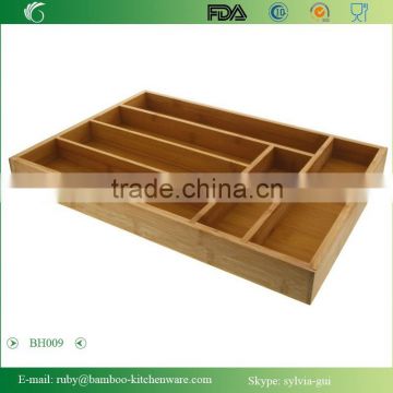 BH008/ 6 Compartments Storing Utensils Kitchen Bamboo Cutlery Tray