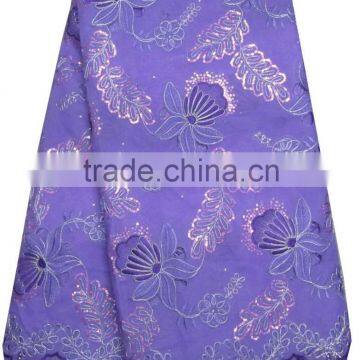 African organza lace with sequins embroidery CL8127-1purple