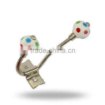 Ceramic Multi Color Polka Designer Hook Knob