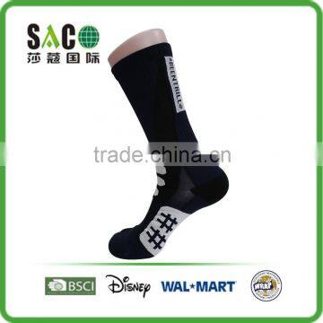 Well Pattern Black Cotton Sports Socks