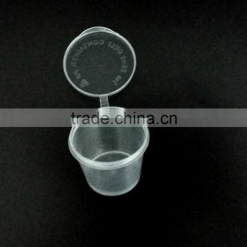 1 oz Hinged Clear Round Plastic Sauce Cups With Lids 25ml photo-3