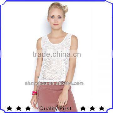 2013high Fashion Wholesale Chiffon Tank Top Lace Hollow Out Tank Tops Shk 092