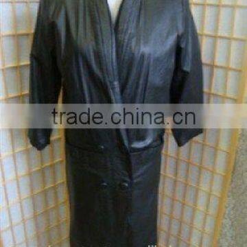 Long Black Ladies Leather Coat