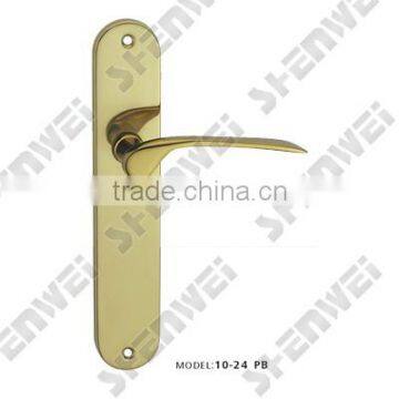 10-24 PB brass door lever handle on plate