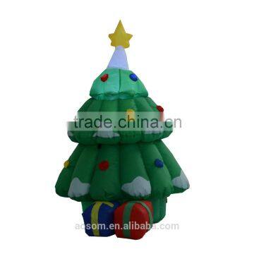 HomCom 5' Outdoor Lighted Christmas Inflatable Hidden Santa Christmas Tree